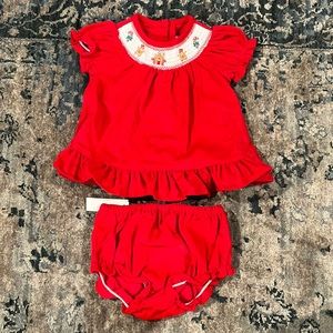 NWT Girls 6 month Corduroy Red Christmas Dress with matching Panty.